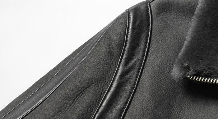 Genuine Leather Jackets Wool Collar & Liner