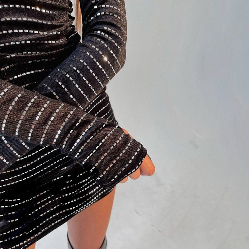 Shine Long Sleeve Turtleneck Mini Dress