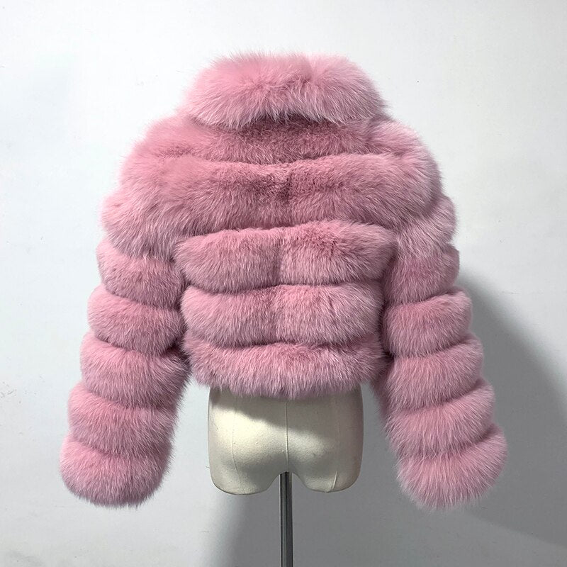 Pattern Real Fox Fur Coats Short