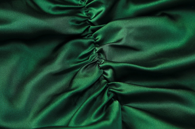 Green Satin Backless Maxi Dress