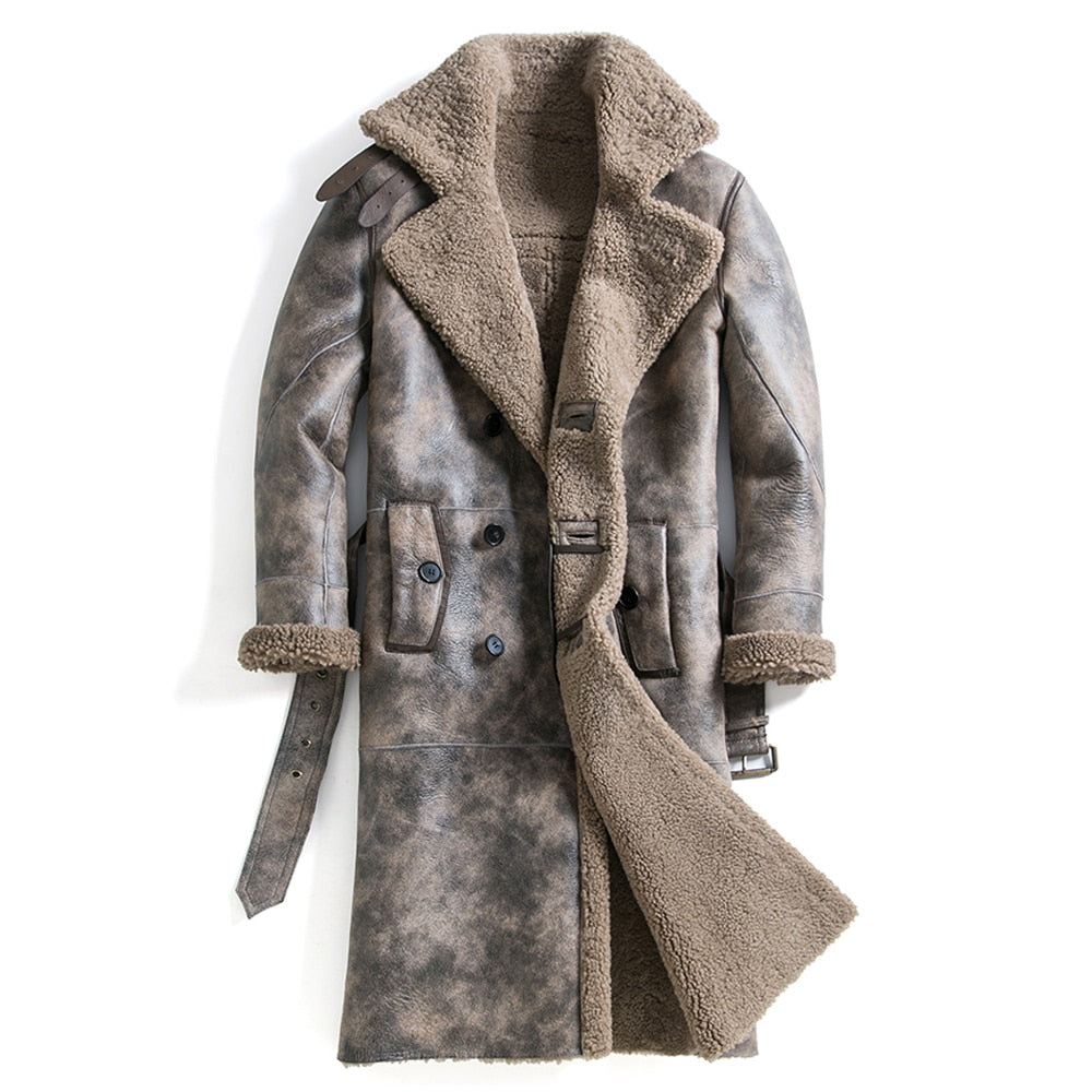 Genuine Leather Real Shearling Fur Trench Coats