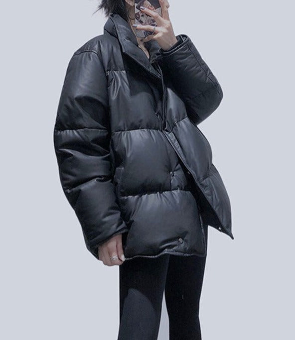 Genuine Leather Duck Down Coat Oversized