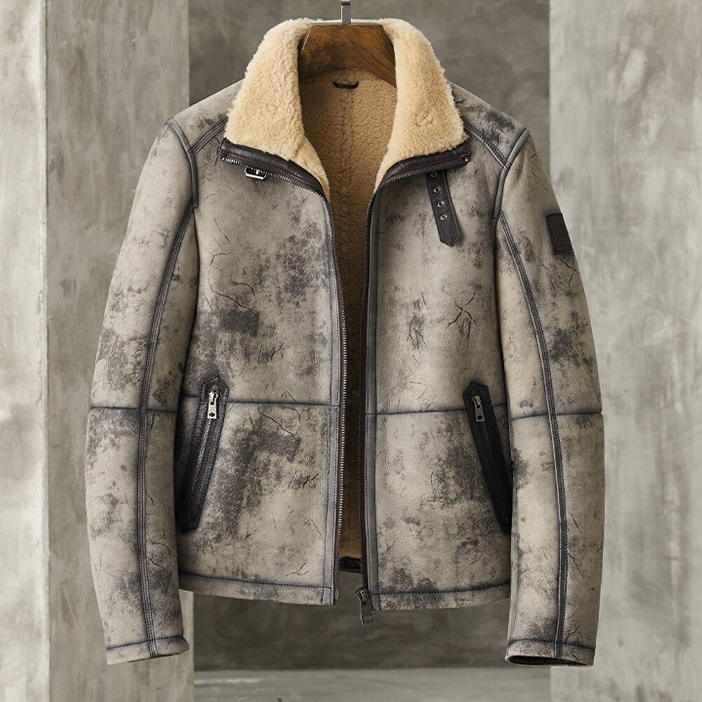 Genuine Leather Coat Real Fur Shearing B3 Bomber