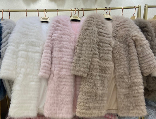 Fur Strip Sewed X-Long Coats