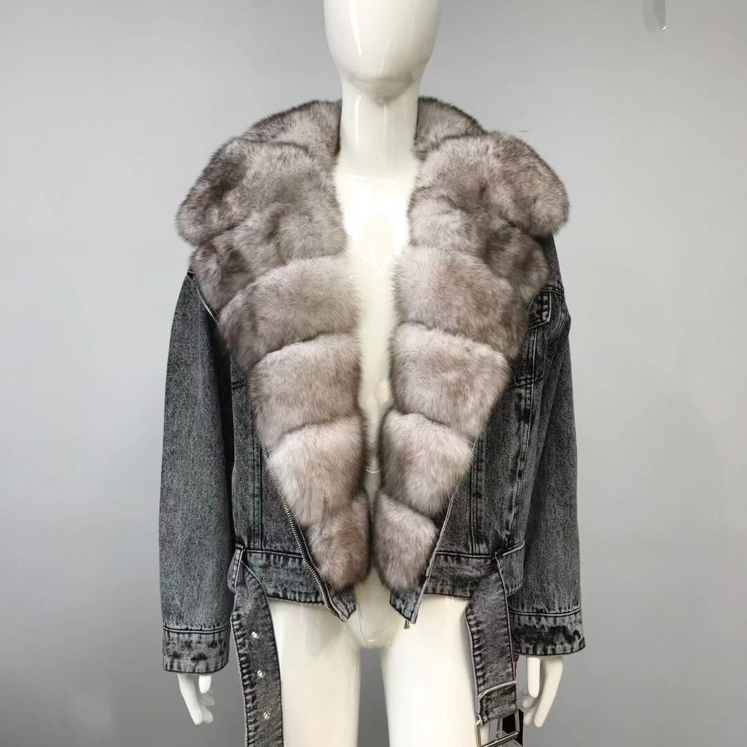 Denim Jackets Real Fur Collar