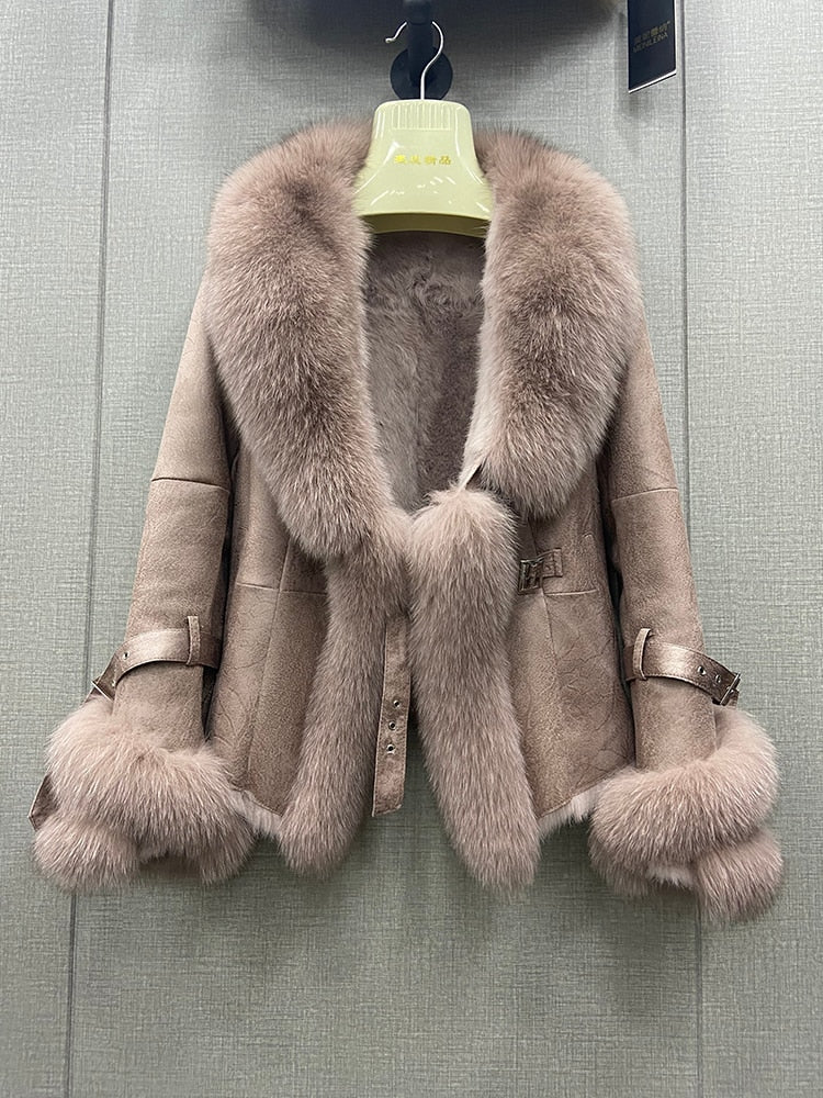 Real Rabbit Fur Liner Real Fox Fur Collar & Cuffs Coats