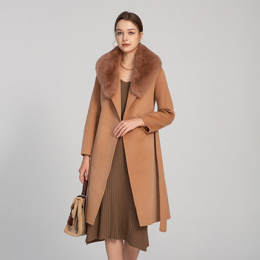 Real Wool Real Fox Fur Collar Long Coats