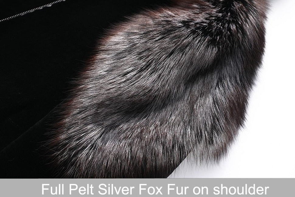 Real Shearling & Silver Fox Fur Hood Coats