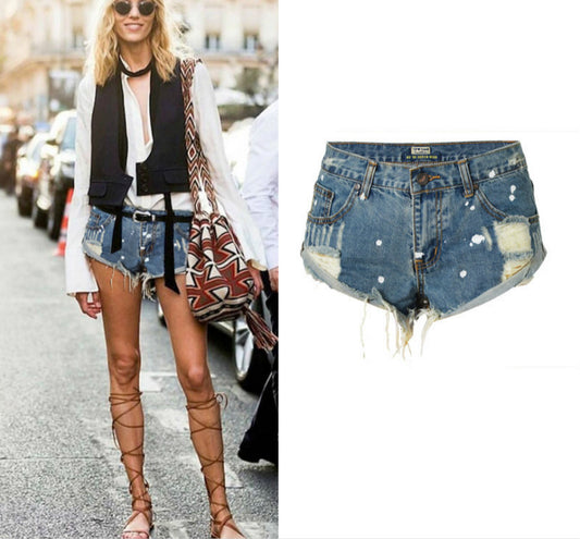 Paint Dots Denim Short