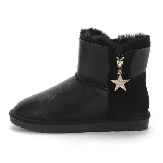 Genuine Leathe Real Fur Ankle Boots
