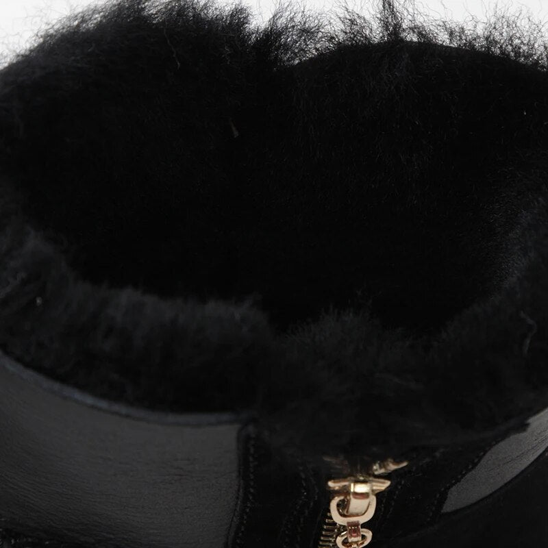 Genuine Leathe Real Fur Ankle Boots