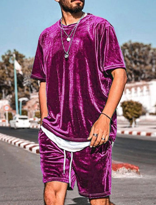 Velour Short Sleeve Shirt & Short Sets