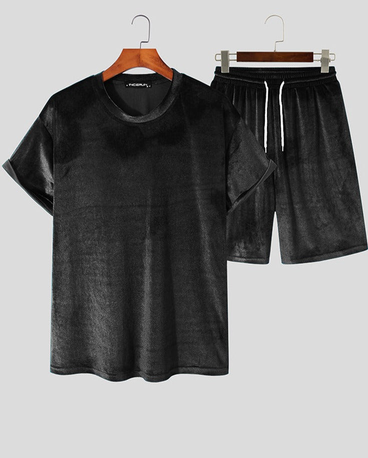 Velour Short Sleeve Shirt & Short Sets