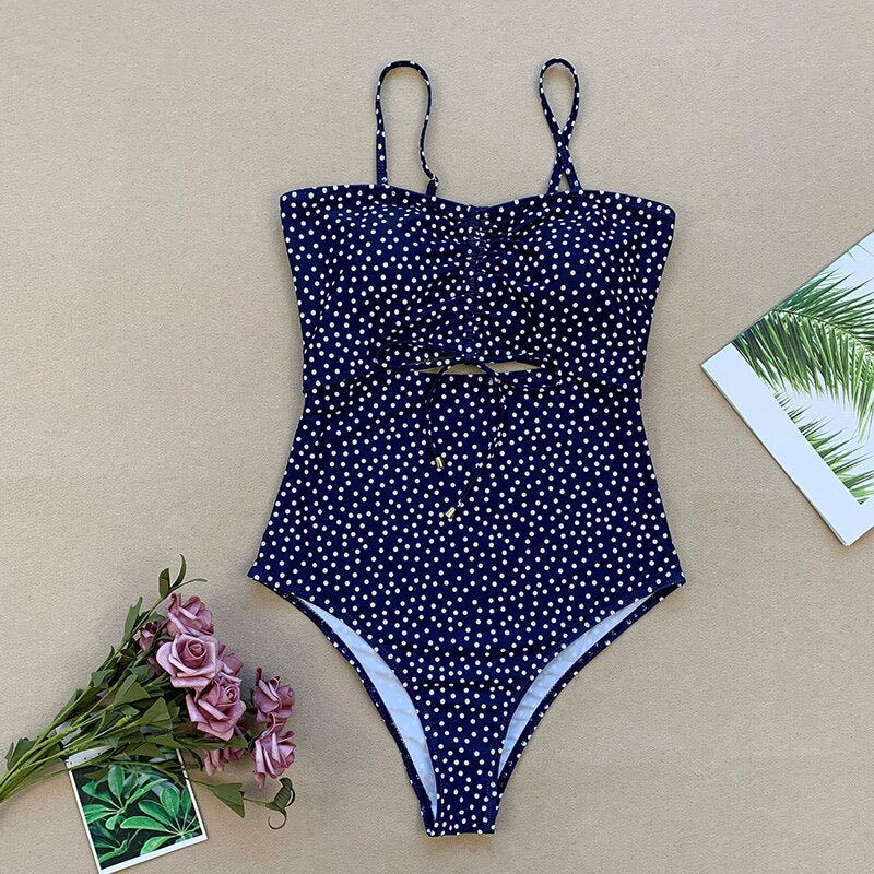 Vintage Polka Dot Hollow Monokinis