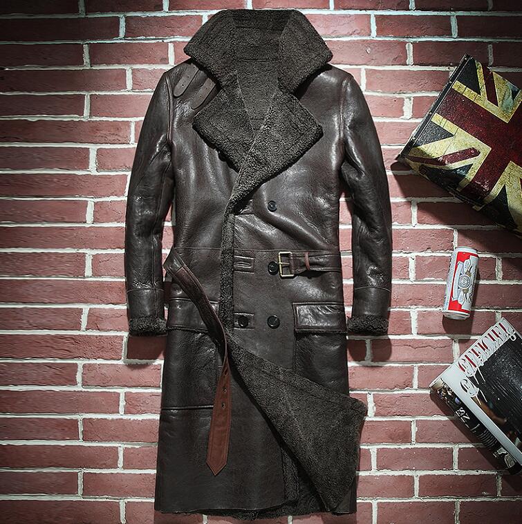 Genuine Leather Natural Sherling Fur Lining Overcoats