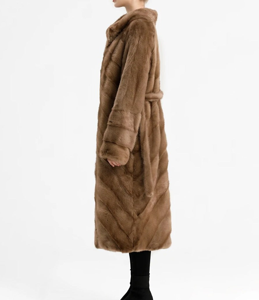 Stand Collar Full Pelt  Real Mink Fur Coats Long