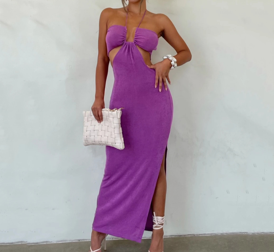 Bandage Sleeveless Backless High Split Midi Dresses