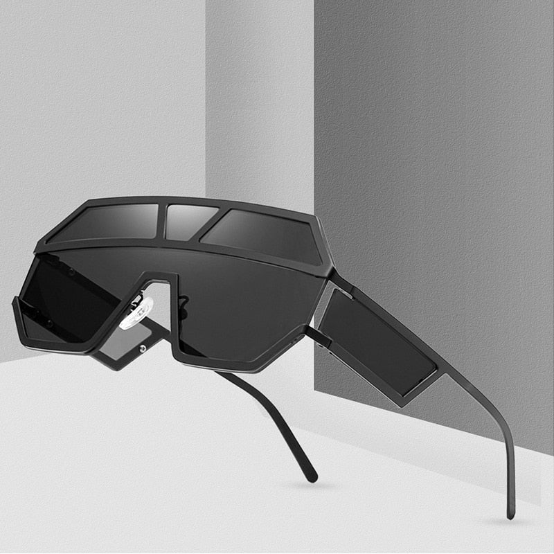 Metal Double Brim Shield Sunglasses