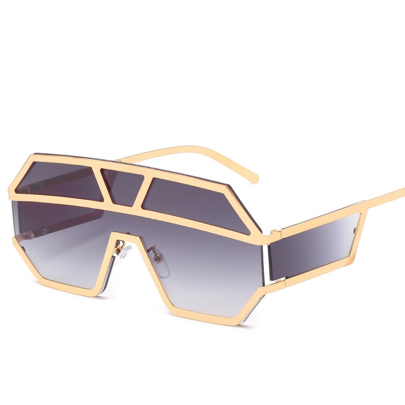 Metal Double Brim Shield Sunglasses