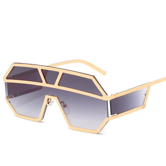 Metal Double Brim Shield Sunglasses
