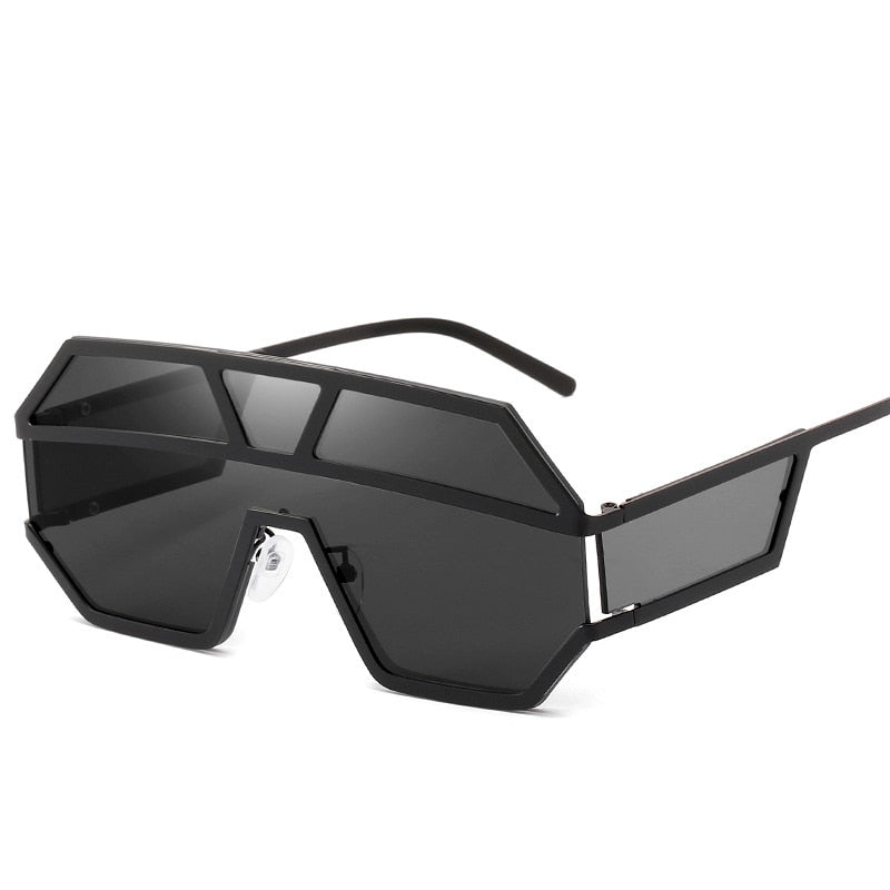 Metal Double Brim Shield Sunglasses