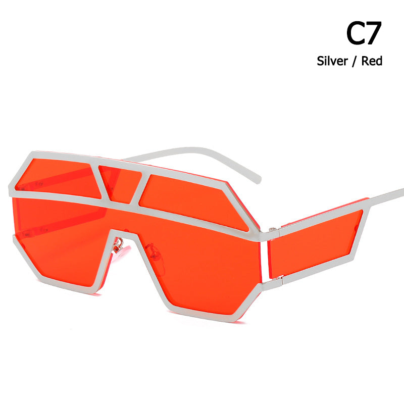 Metal Double Brim Shield Sunglasses