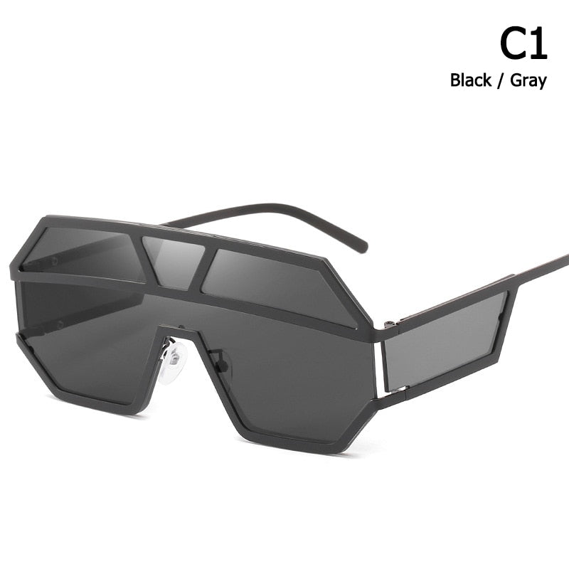 Metal Double Brim Shield Sunglasses