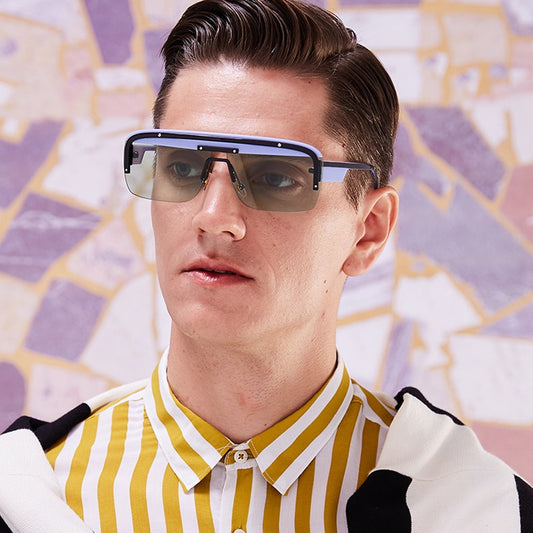 Modern Wide Brim Shield Sunglasses