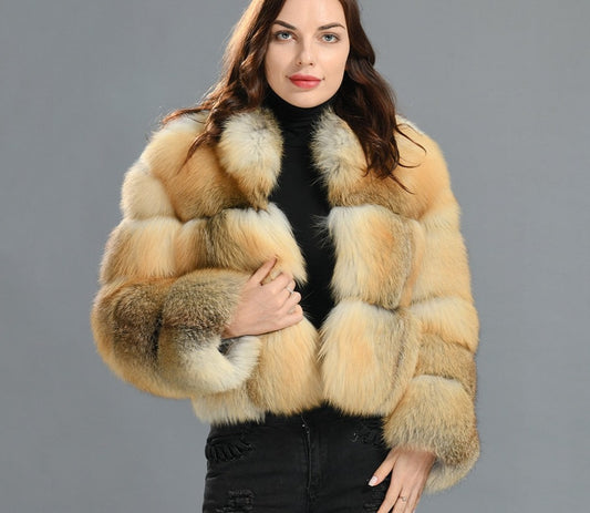 Real Natural Red Fur Coat