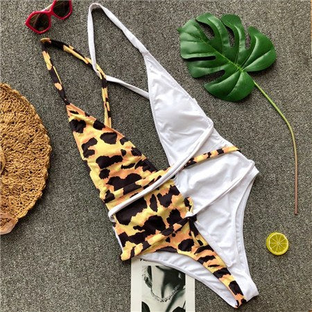 Half Leopard Print Bikini Sets