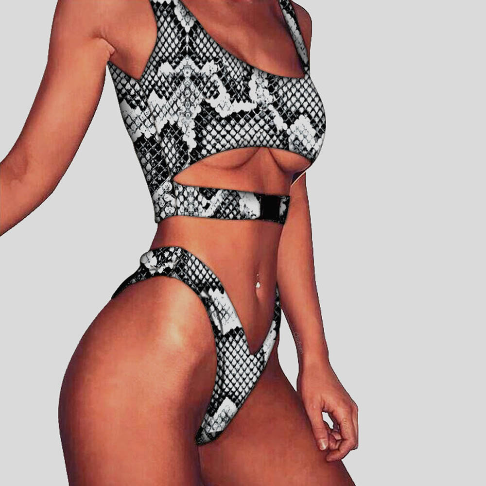 Snake Print Pattern Bikini Set