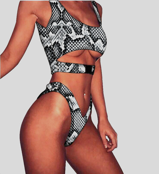 Snake Print Pattern Bikini Set