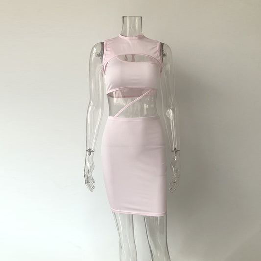 Hollow Chest Belly Strap Bodycon Dress