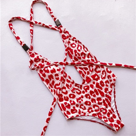 Leopard Bandage Wrap Swimsuit