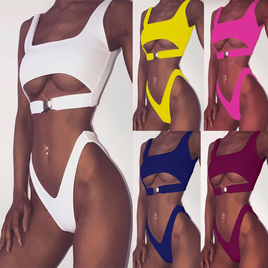 Tank Top Buckle Strap Bikini Sets (Multi-Colors/Styles)