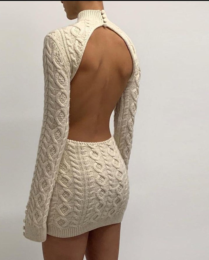 Turtleneck Long Sleeve Sweater Mini Dresses