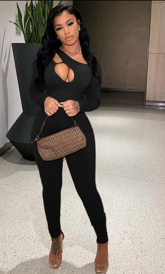 Cut Out Cleavage Jumpsuits