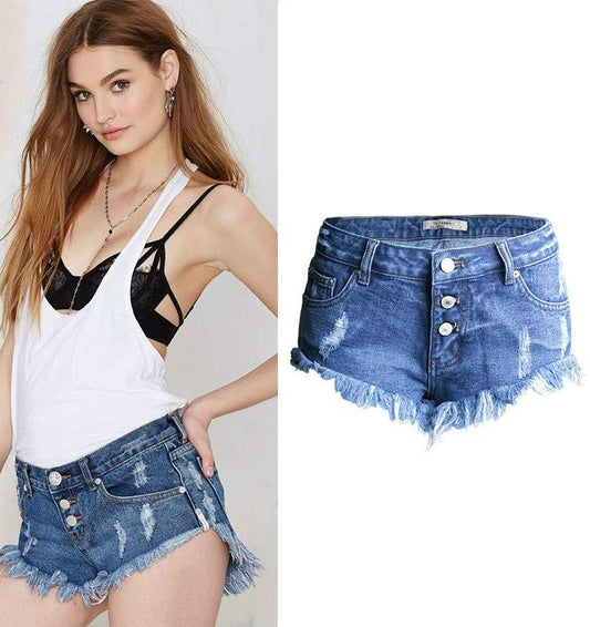 Blue Ripped Denim Shorts