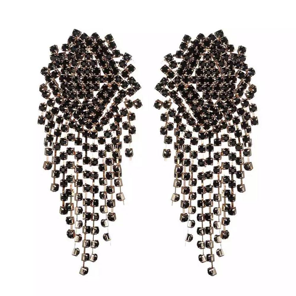 Large Rhinestone Dangling Earrings