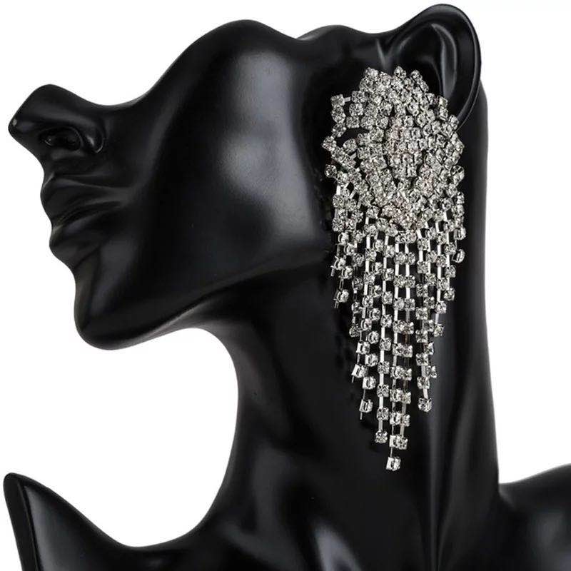 Large Rhinestone Dangling Earrings