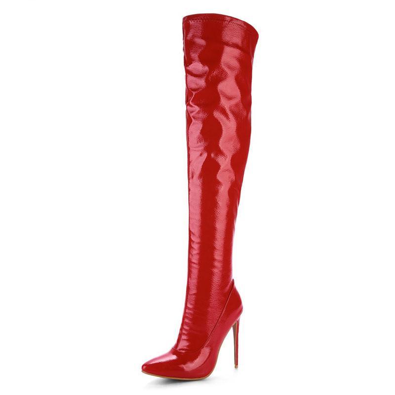 Patent Leather Thigh High Stiletto Boots