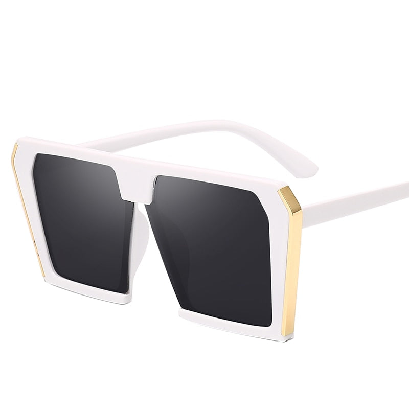 Gold Side Square Frame Oversized Sunglasses