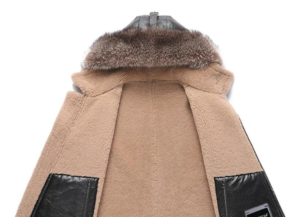Genuine Leather Shearling Hooded Fur Coats