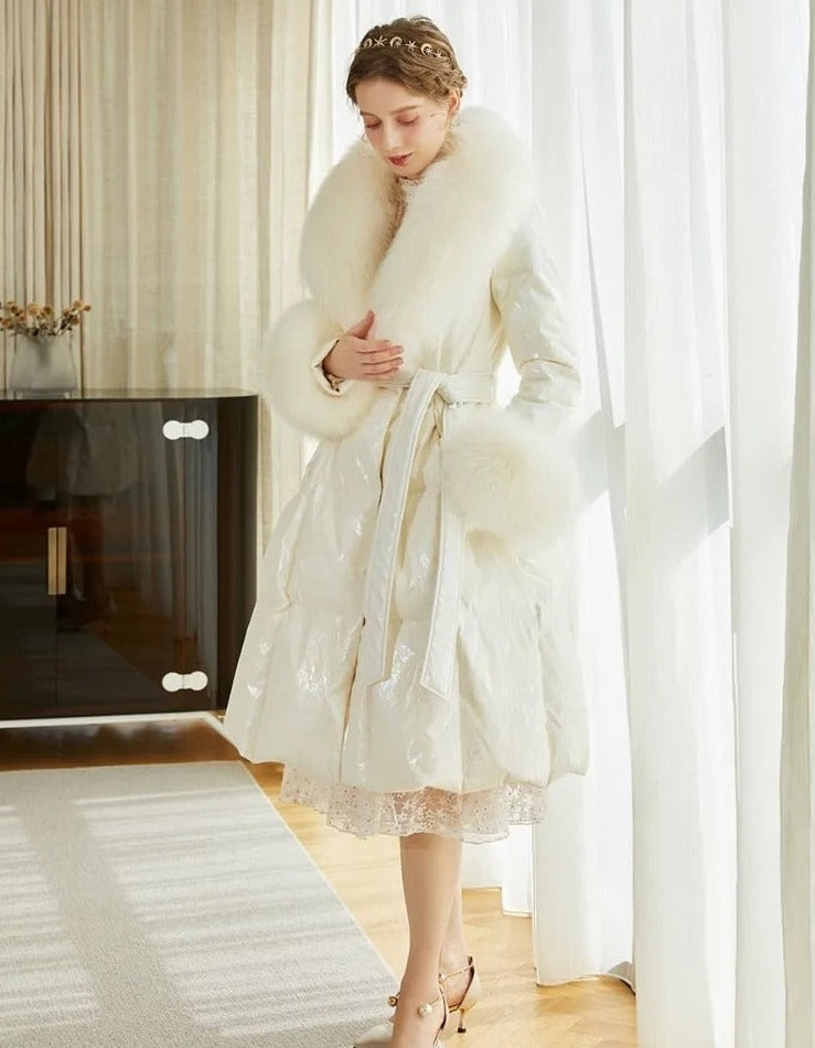 Luxury Duck Down Long Puffer Coats Real Fur
