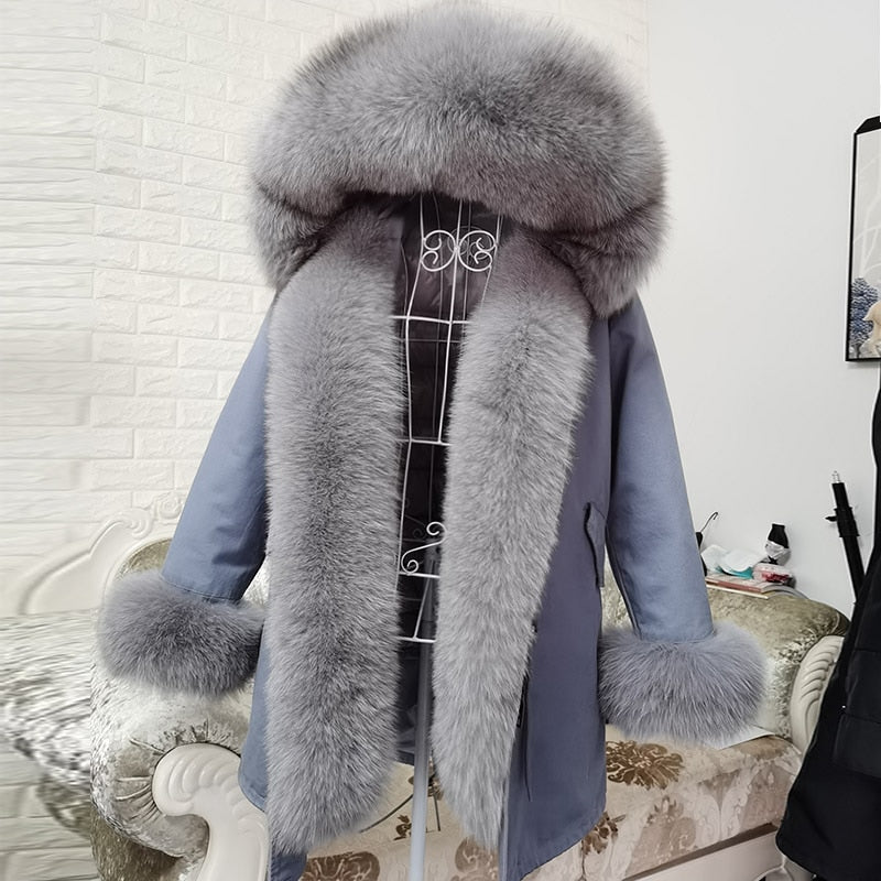 Waterproof Real Fur Duck Down Puffer Liner Parka Long Coats