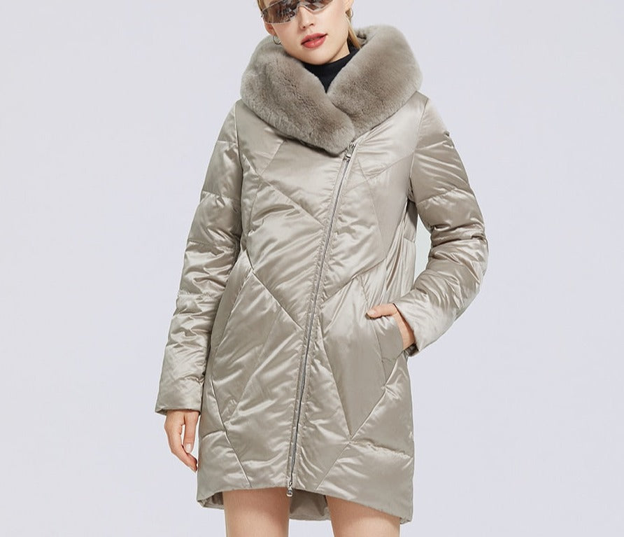 Windproof Cotton Long Puffer Jackets Real Fur Parkas