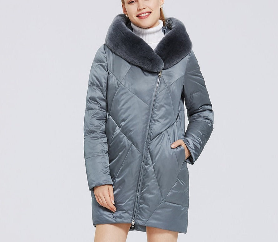 Windproof Cotton Long Puffer Jackets Real Fur Parkas