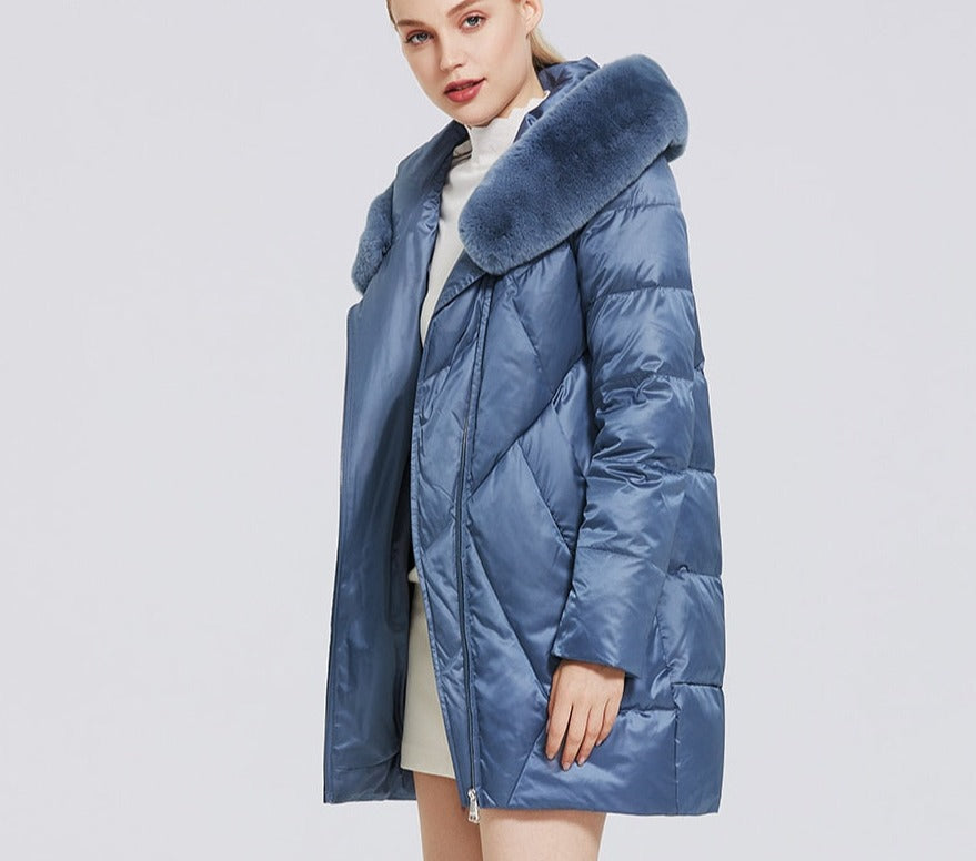 Windproof Cotton Long Puffer Jackets Real Fur Parkas