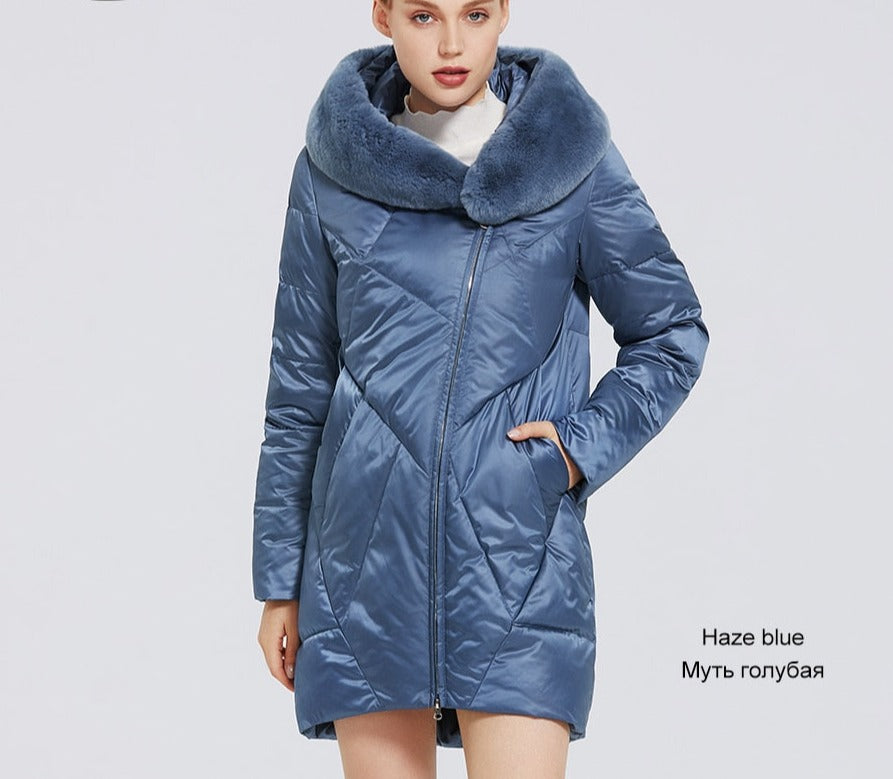 Windproof Cotton Long Puffer Jackets Real Fur Parkas