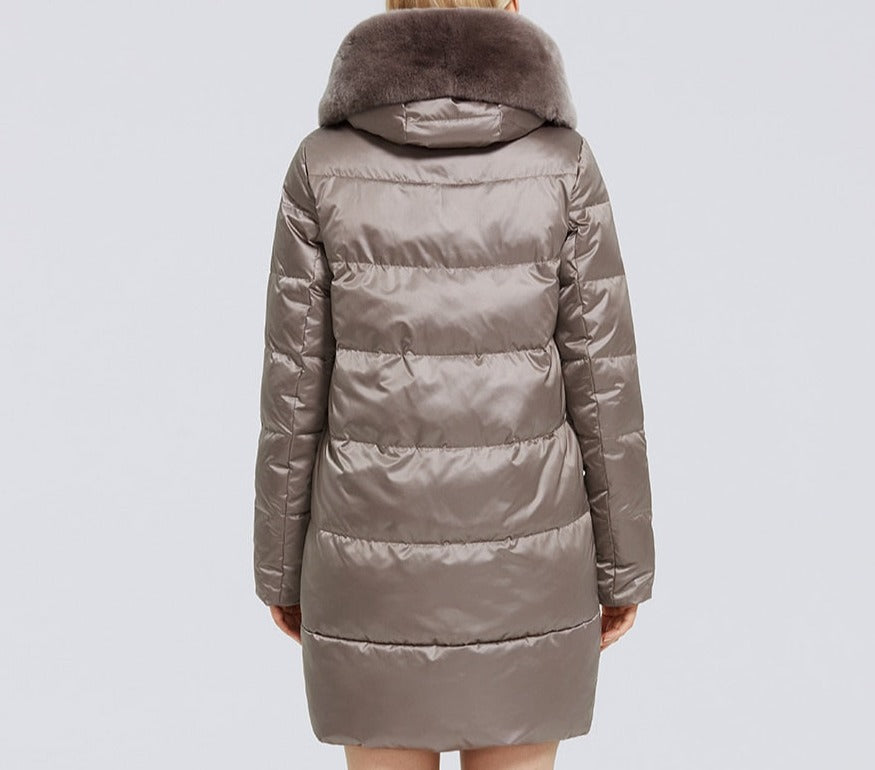 Windproof Cotton Long Puffer Jackets Real Fur Parkas